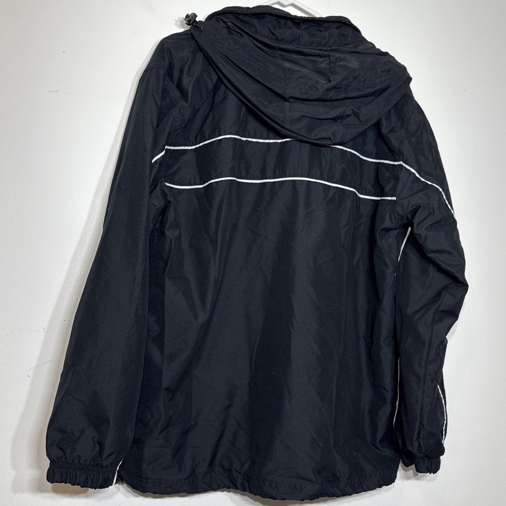 TEK GEAR Men's Full Zip Jacket Black with Hood in Collar White Trim Lined Size M - Picture 6 of 6